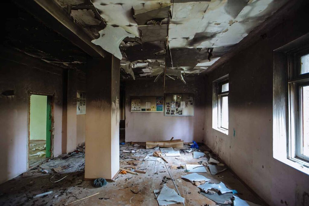 interior of a home that has been damaged by a fire